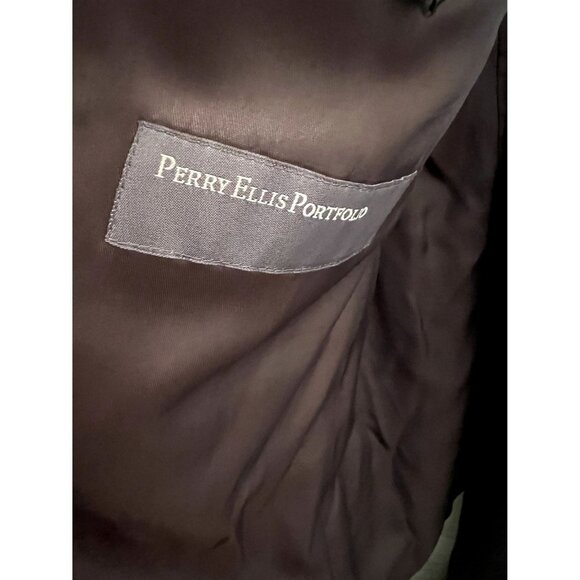 Perry Ellis Portfolio Men's‎ Tonal Plaid 2 PC Wool Suit Jacke - Picture 4 of 15